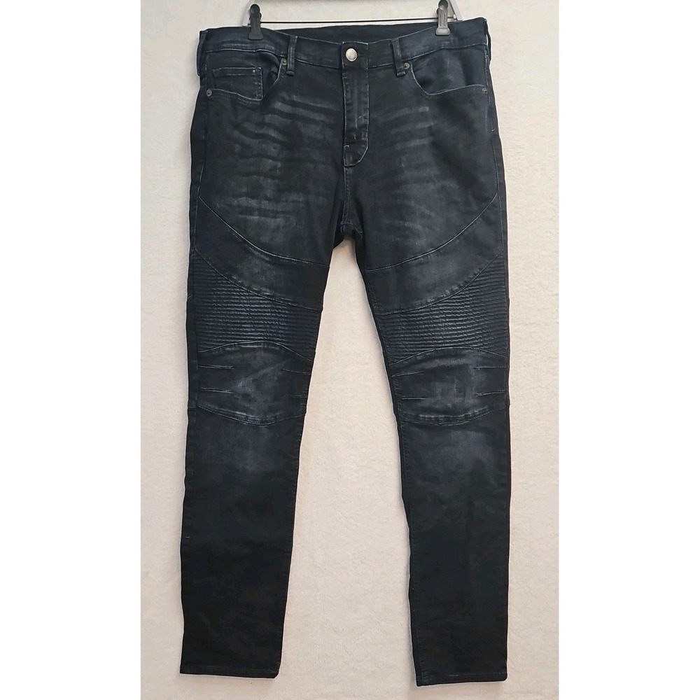 True Religion Rocco Slim Black Jeans Mens Size 38 Skinny Punk Rock Y2K